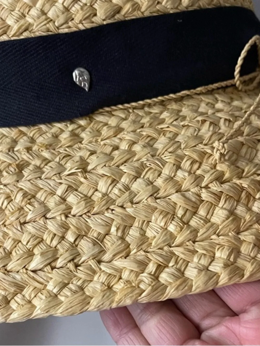 Helen Kaminski Natural Straw Sun Hat with Black Ribbon Tie - Picture 3 of 10